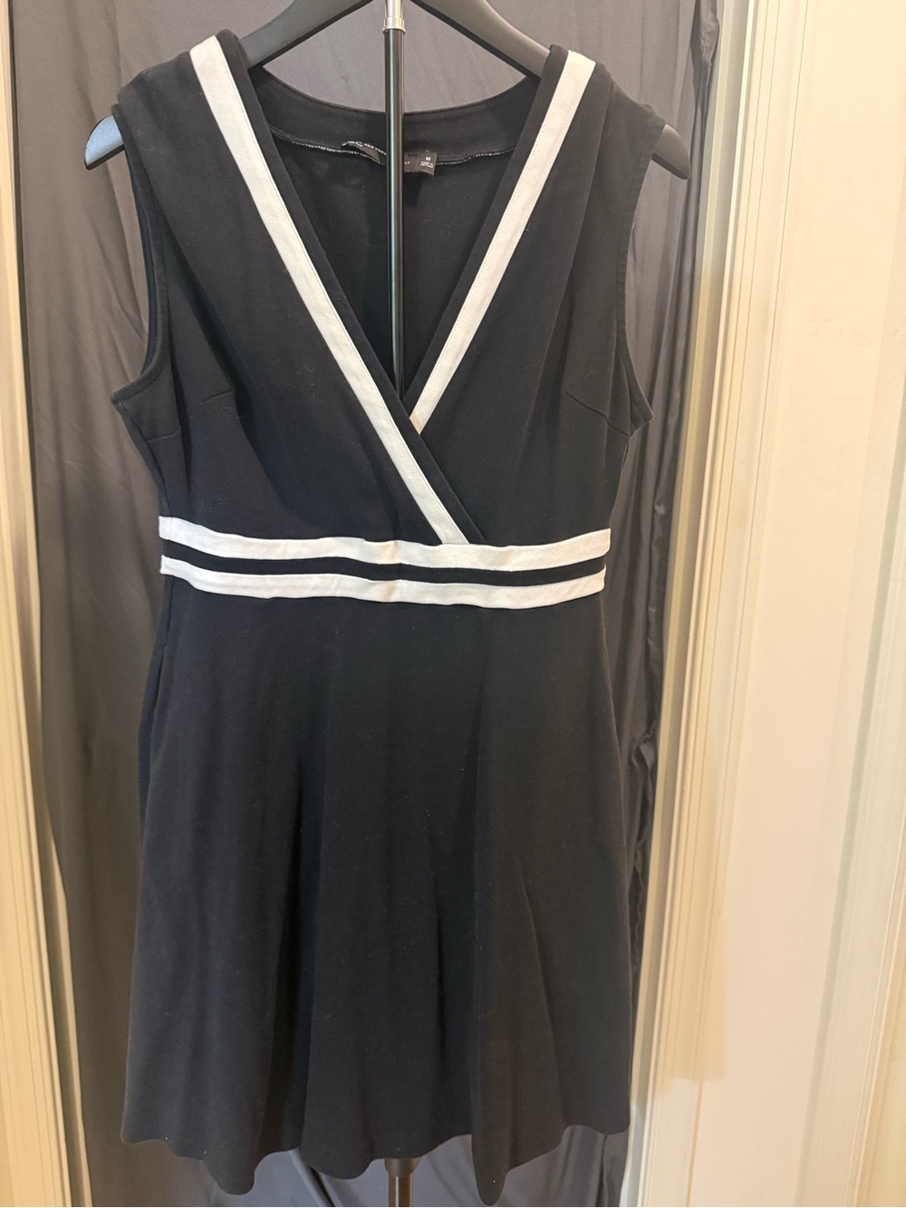 New York & Company Black Mini Dress with White Trim